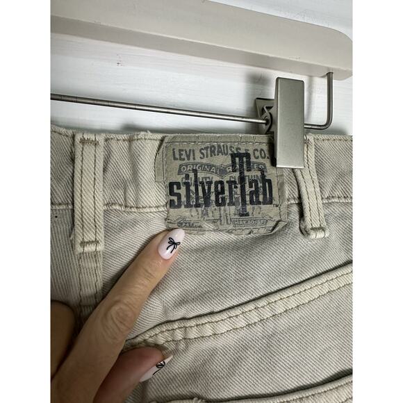 Levi’s Silvertab Loose Cream Denim Jeans USA 26x30 Skater Distressed Vintage 90s - Picture 6 of 14